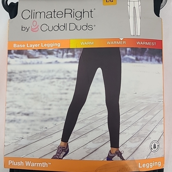 NEW Cuddl Duds Plush Warmth Climate Right Black Leggings Soft Stretchy Sz L - Picture 3 of 6